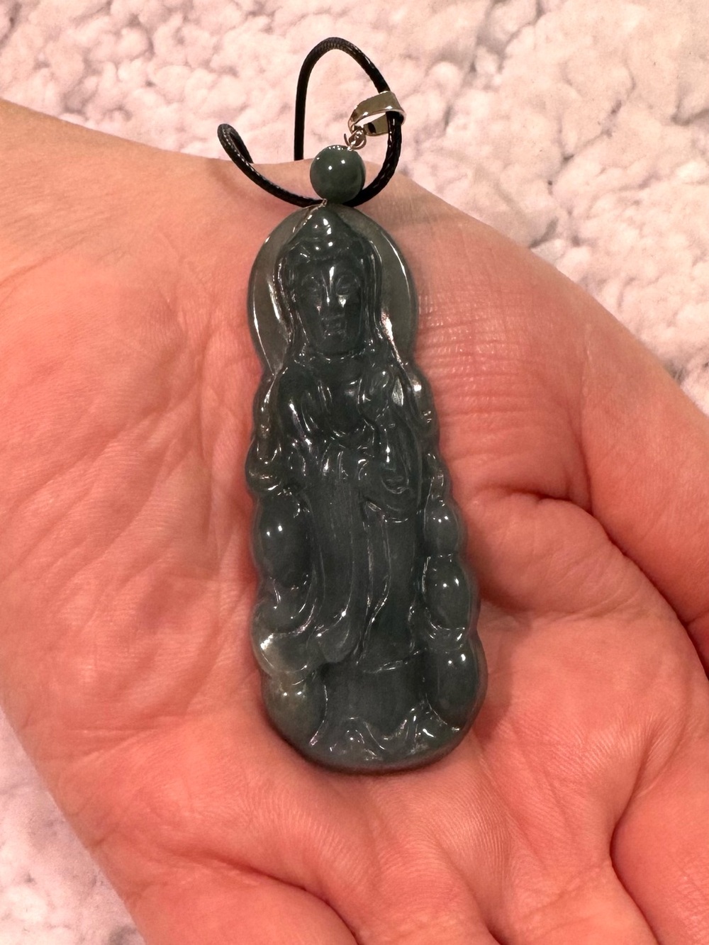 Natural Burmese Jade Carved Buddha Pendant - No chain